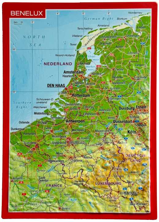 Benelux reliëfpostkaart Georelief