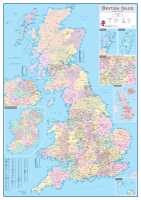 Great Britain administrative wall map laminated Maps International first image