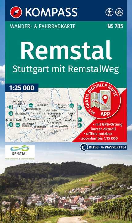 Remstal, Stutgart, with Remstalweg hiking & cycling map 785 kompass KOMPASS 785