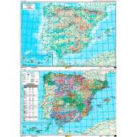 Spain fysical - political wall map CNIG first image