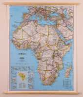Africa politiek groot wandkaart geplastificeerd met houten stokken National Geographic 20052 first image