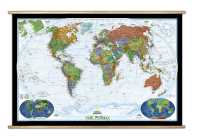 World political decorator enlarged laminated with wooden bars National Geographic 22078 first image