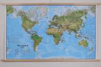 World environmental wandkaart geplastificeerd met houten stokken Maps International first image