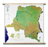 Congo Democratische Republiek fysisch wandkaart geplastificeerd met houten stokken Université catholique de Louvain first image