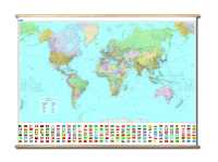 World political laminated with wooden bars Kümmerly & Frey first image