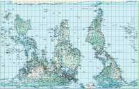 World Physiek Projectie upside down Pacific centered wandkaart Huber Kartographie first image