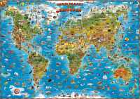 Wereldkaart kinderen carte murale plastifiée Dino's Children's Maps first image