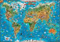 Carte du Monde pour enfants wall map laminated Dino's Children's Maps first image
