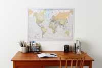 World political classic wandkaart geplastificeerd Maps International first image