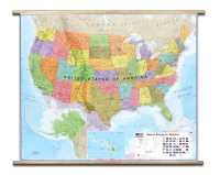 USA politiek wandkaart geplastificeerd met houten stokken Maps International first image