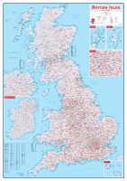 Great Britain postcode area wall map Maps International first image