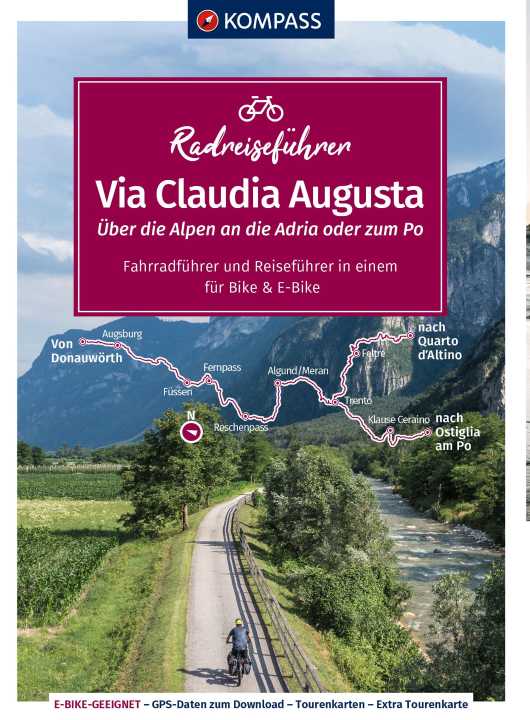 Via Claudia Augusta cycling guide 6936 kompass KOMPASS 6936